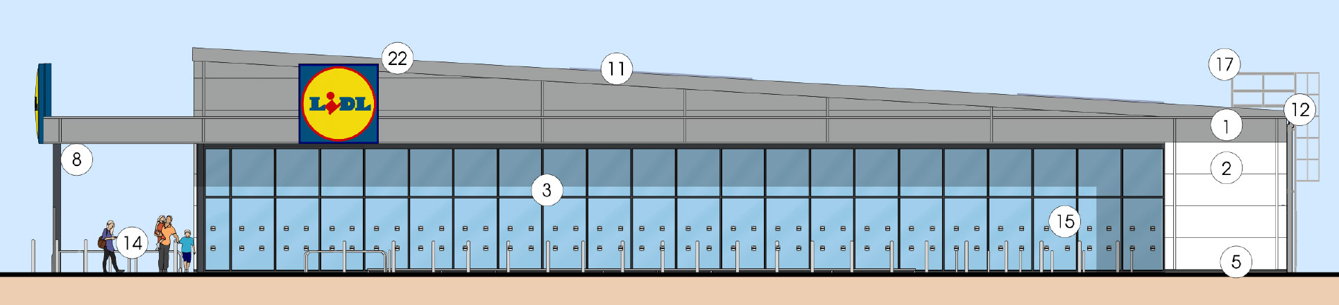 Glazed gable elevation